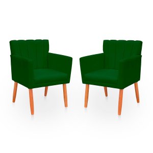 Kit com 2 Poltronas Cadeiras Elegante Confortável e Reforçada para Sala Carol Suede