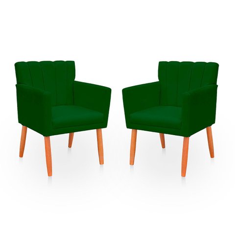 Kit com 2 Poltronas Cadeiras Elegante Confortável e Reforçada para Sala Carol Suede