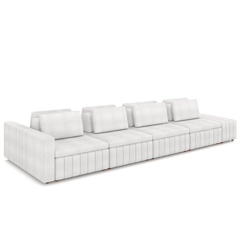 Sofá Ilha e Puff Sala Living 505cm Siesta M22 Bouclê Bege Claro - Mpozenato
