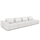 Ver imagem 1 de Sofá Ilha e Puff Sala Living 505cm Siesta M22 Bouclê Bege Claro - Mpozenato
