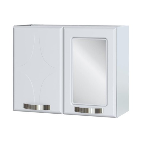 Armário de Banheiro Aéreo de Aço com Espelho e 2 Portas Multimóveis Cr10142 Branco