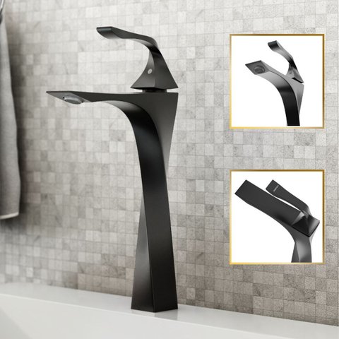 Torneira de Banheiro Lavabo Paris Monocomando 100% Metal Premium Alta Preto