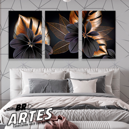 Quadro Trio Flores Negras -- BR ARTES - 3