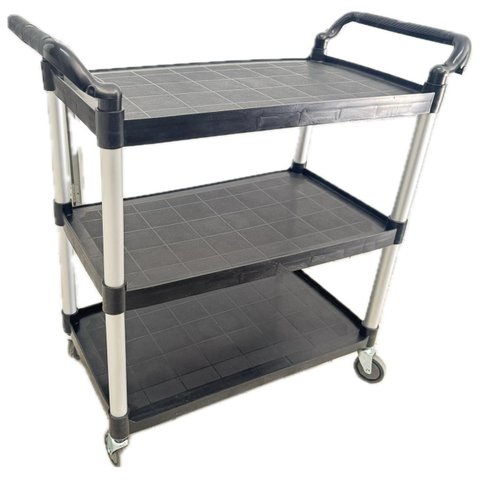 Carrinho 3 Prateleiras Utilitário Profissional Preto