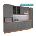 Ver imagem 3 de Armário de Cozinha Completa com Balcão Milla Lia Prime Carraro Nogal com Cinza Titânio