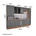 Ver imagem 5 de Armário de Cozinha Completa com Balcão Milla Lia Prime Carraro Nogal com Cinza Titânio