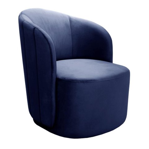 Poltrona Decorativa Stela para Sala de Estar Veludo com Espuma D28 Azul 210 Bella Decor