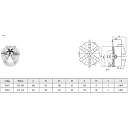 Placa para Torno Universal - 6 Castanhas - 250mm - 4