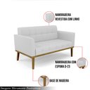 Ver imagem 3 de Poltrona Namoradeira Decorativa Karen Pés Fixo em Madeira Castanho Linho Cinza G19 - Gran Belo