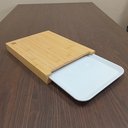 Ver imagem 2 de Tábua de Corte 1 Gaveta Coletora Plastico Home&co Retangular Bambu 4x36x26cm Natural