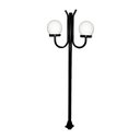 Ver imagem 1 de Poste Luminária Globo G Duplo Braço Curvo Cima Preto 300cm