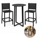 Ver imagem 1 de Kit 2 Banquetas Americanas e 1 Mesa Bistrô Alumínio Preto com Tampo de Chapa