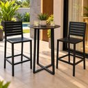 Ver imagem 2 de Kit 2 Banquetas Americanas e 1 Mesa Bistrô Alumínio Preto com Tampo de Chapa