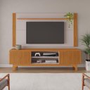Ver imagem 2 de Painel Rack Trunfo Ripado Portas de Correr Pés Mdf Jcm Cinamomo / Off