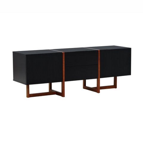 Rack Ondas 2 Portas e 2 Gavetas - Amêndoa Preto