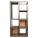 Ver imagem 1 de Nicho Multiuso para Parede Estilo Industrial Ferro Cor Preta e Madeira Maciça Pinus Cor Nogueira