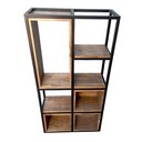 Ver imagem 3 de Nicho Multiuso para Parede Estilo Industrial Ferro Cor Preta e Madeira Maciça Pinus Cor Nogueira