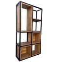 Ver mais imagens de Nicho Multiuso para Parede Estilo Industrial Ferro Cor Preta e Madeira Maciça Pinus Cor Nogueira