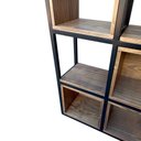 Ver imagem 5 de Nicho Multiuso para Parede Estilo Industrial Ferro Cor Preta e Madeira Maciça Pinus Cor Nogueira