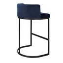 Ver imagem 2 de Banqueta Alta Estofada Estrutura Aço Carbono Belly Ii Base Preto 75cm Suede Azul