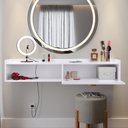 Ver imagem 4 de Penteadeira Suspensa Camarim Decor Porta Maquiagem Nicho Multifuncional Quarto Pequeno Retrô Branco