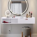 Ver imagem 2 de Penteadeira Suspensa Camarim Decor Porta Maquiagem Nicho Multifuncional Quarto Pequeno Retrô Branco