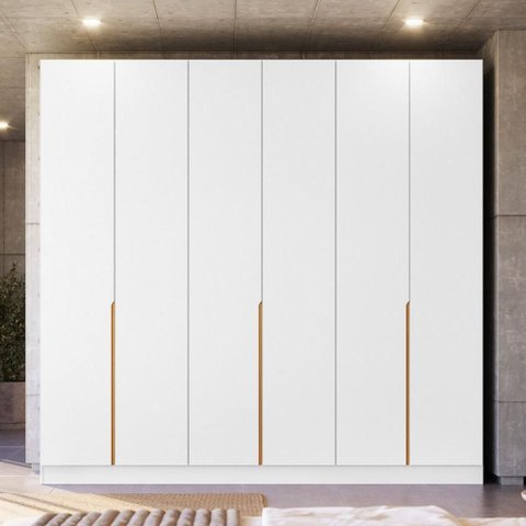 Guarda Roupa 6 Portas Abrir 230 cm X 240 cm para Quarto ou Closet 100% MDF Cor:Branco e Peroba