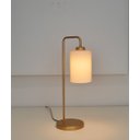 Ver imagem 4 de Kit 2 Abajur Luminária Mesa Retro Dourado com Cúpula Cru.