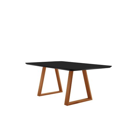 Mesa de Jantar Viena Madeira Maciça 160x90cm Tampo Retângular Vidro Móveis Minas Preto