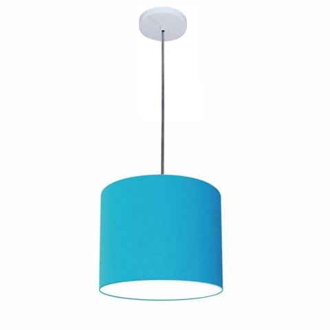 Lustre Luminária Pendente Vivare Free Lux Pe-4107br Cúpula em Tecido 25x20cm Azul-turquesa Canopla
