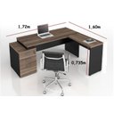 Ver imagem 2 de Mesa Diretor Web40 C/ Vidro 1,72 + Gaveteiro 3g Ameixa/preto