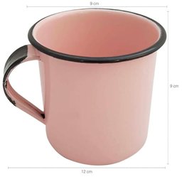 Kit Xícaras para Café e Chá 04 Peças Canecas Esmaltadas 400ml Ágata Rosa - 5