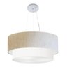 Lustre Duplo Cilíndrico Md-4073 80x60cm Bivolt Bege Branco - 1