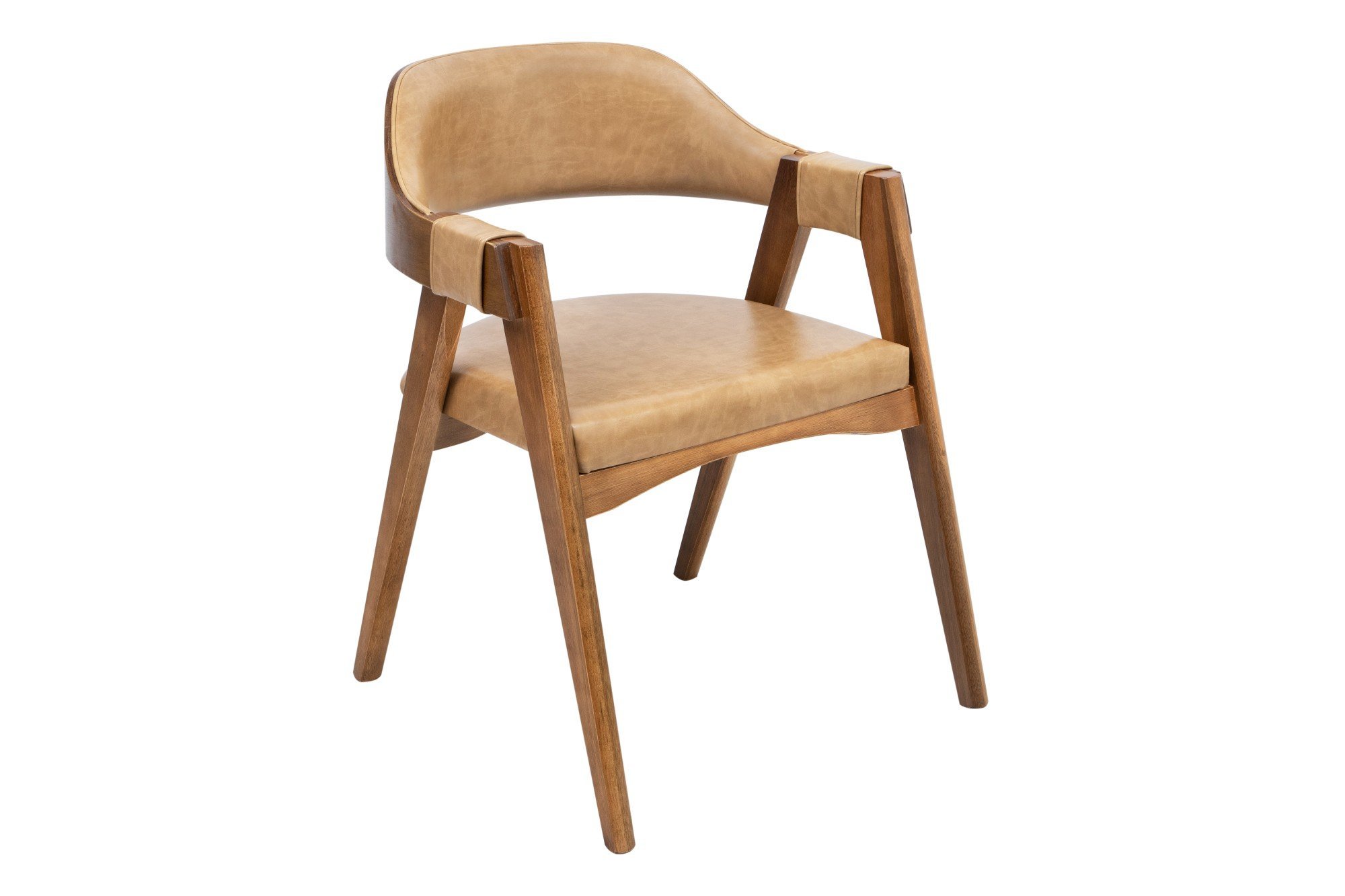 Cadeira Versalhes Madeira Cor Pinhão Estofada Moderna Tecido:Couro Ecológico Durango Kaki:Couro Ecol