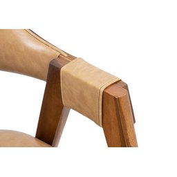 Cadeira Versalhes Madeira Cor Pinhão Estofada Moderna Tecido:Couro Ecológico Durango Kaki:Couro Ecol - 6
