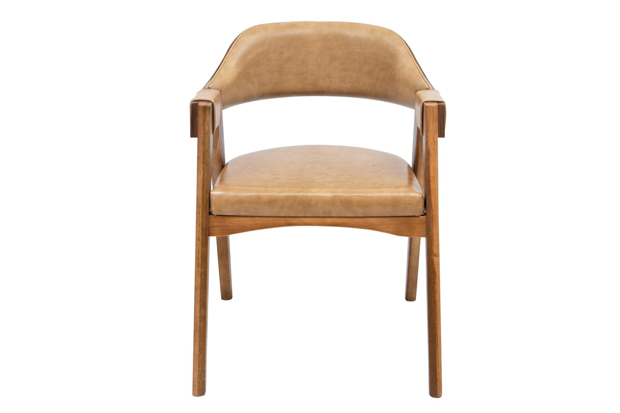 Cadeira Versalhes Madeira Cor Pinhão Estofada Moderna Tecido:Couro Ecológico Durango Kaki:Couro Ecol - 2