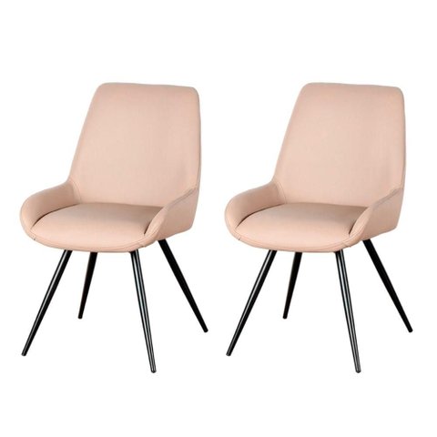 Kit 2 Cadeiras Giratórias Aline Rivatti 52 Cm (largura) Estofado em Pu Fendi e Base em Aço Preto