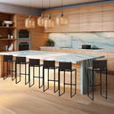 Ver imagem 6 de Kit 6 Bancos Quadrado Junco Argila para Bancada Alta Cozinha Área Gourmet Bistrô Piscina Bar