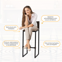 Ver imagem 4 de Kit 6 Bancos Quadrado Junco Argila para Bancada Alta Cozinha Área Gourmet Bistrô Piscina Bar