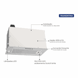 Coifa de Embutir Tramontina Incasso em Aço Inox 51 Cm 127 V - 3