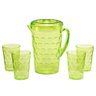 Jarra Acrílico com 4 Copos Agua Suco Gelo Decorativo Verde - 1