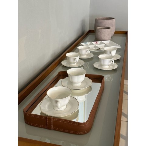 Bandeja Bali - Linha Couro - - Caramelo - 40x25