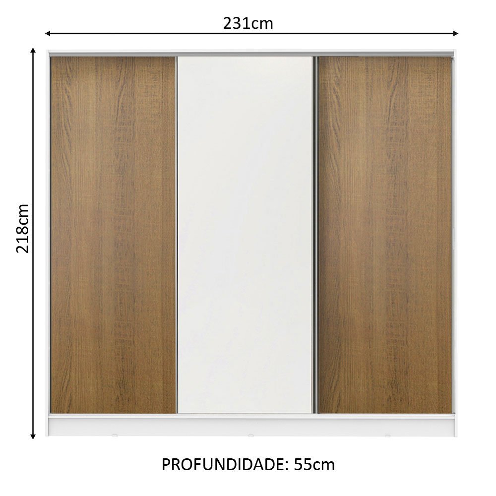 Guarda Roupa Casal 100% Mdf Madesa Royale 3 Portas de Correr - 5