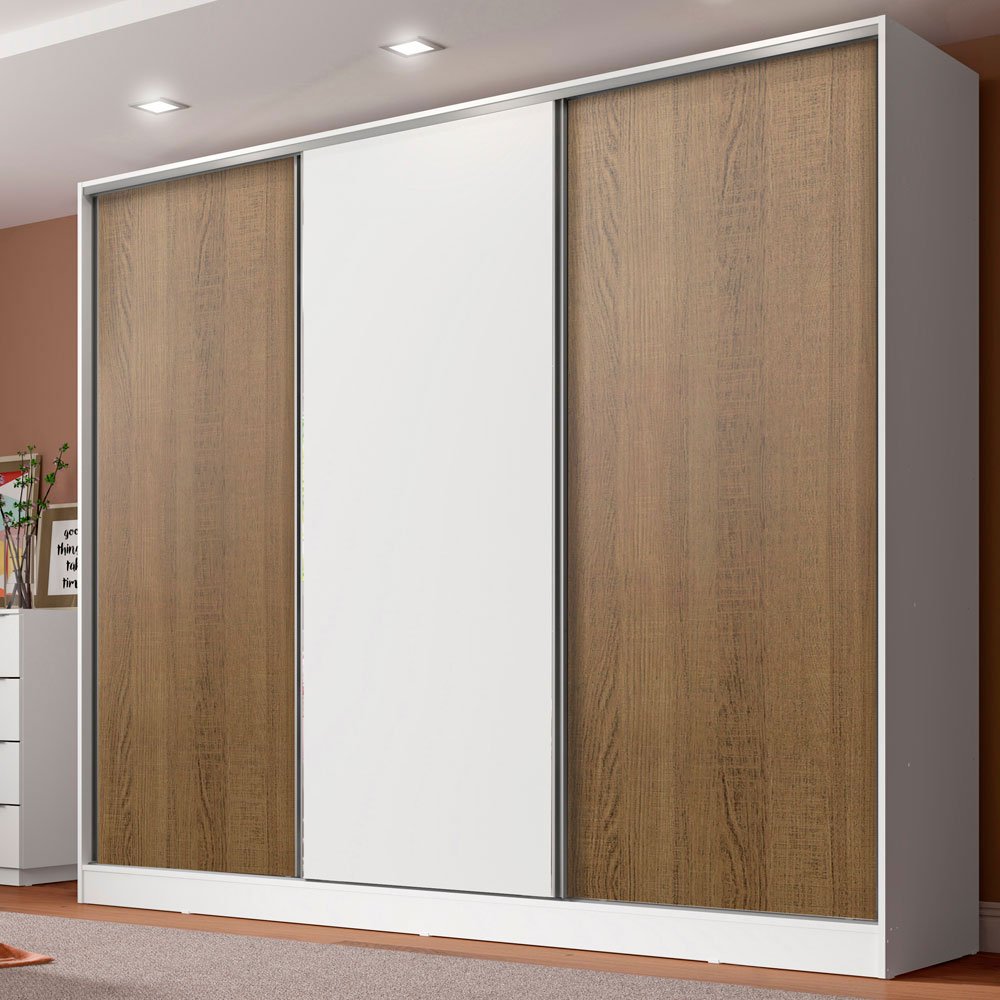 Guarda Roupa Casal 100% Mdf Madesa Royale 3 Portas de Correr - 2