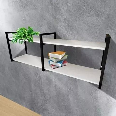 Prateleira Industrial Suspensa com Ferro e Madeira Organizadora e Inovadora para Ambientes Diversos