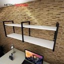 Ver imagem 3 de Prateleira Industrial Suspensa com Ferro e Madeira Organizadora e Inovadora para Ambientes Diversos