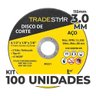 Kit C- 100 Disco de Corte Metal 115x3,0 Mm Furo 22-23 Mm - 3