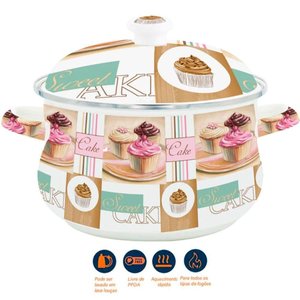 Panela Caçarola Esmaltada Cake Vintage Á Indução 3,6 Litros