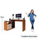 Ver imagem 6 de Mesa para Computador Flex em L ou Linear com Corrediças Telescópicas e Puxadores ABS Jequitiba/Off