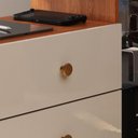 Ver mais imagens de Mesa para Computador Flex em L ou Linear com Corrediças Telescópicas e Puxadores ABS Jequitiba/Off